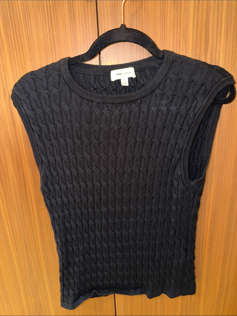 Mavi Black Cable Knit Sleeveless Sweater Vest